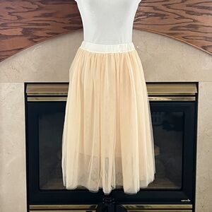 Baluoke‎ Champagne Layered Midi Tulle Tutu Skirt Size Small/Medium